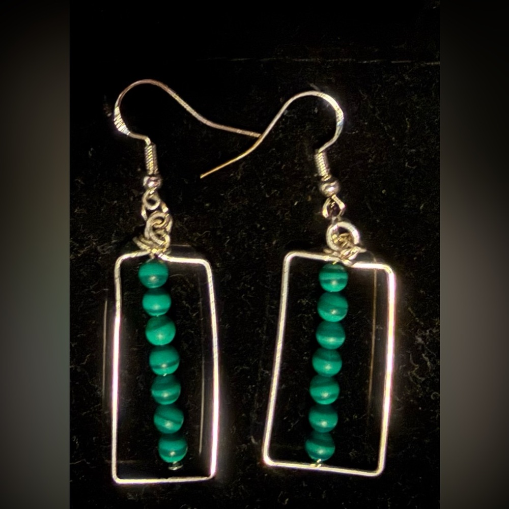 Handmade Green Malachite Bead and Earrings